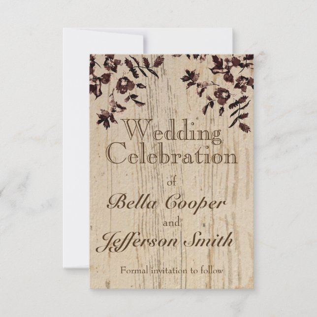 Save The Date Bois rustique désorganisé (Devant)