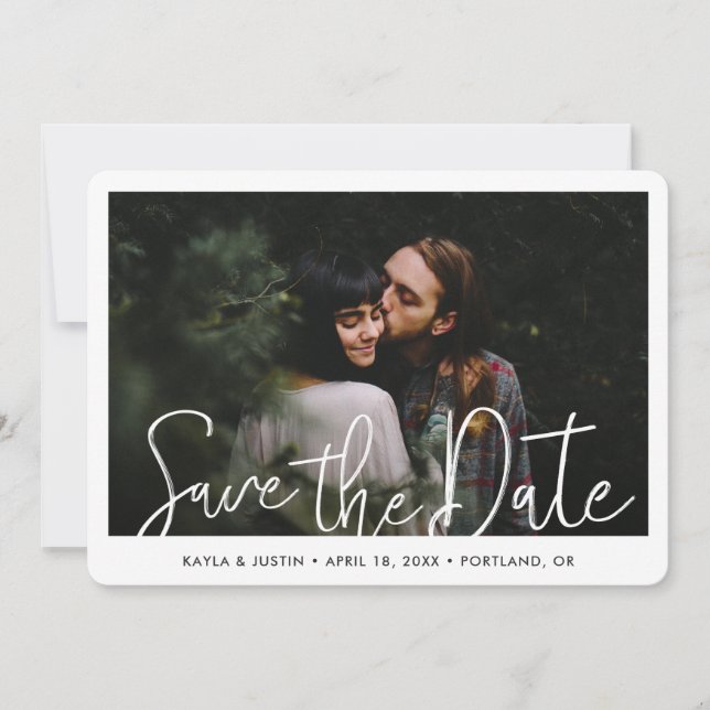 Save The Date Bois rustique Frontières modernes Mariage photo (Devant)