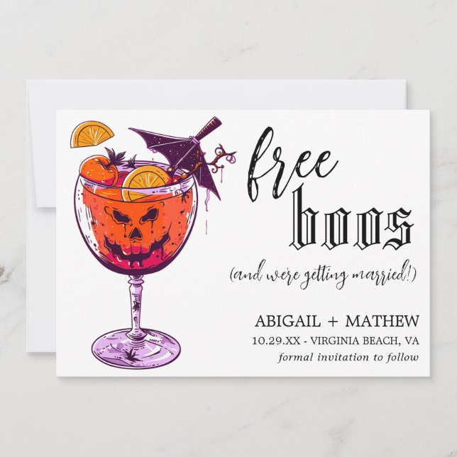 Save The Date Boisson drôle Photo de fantômes gratuits Mariage d (Devant)