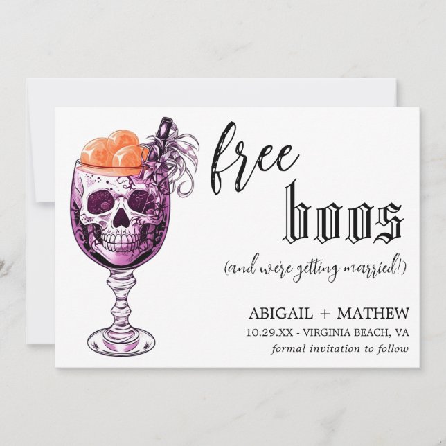 Save The Date Boisson drôle Photo de fantômes gratuits Mariage d (Devant)