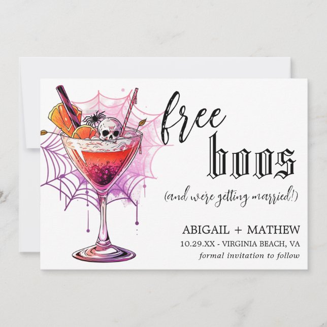 Save The Date Boisson drôle Photo de fantômes gratuits Mariage d (Devant)