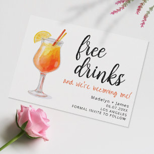 Save The Date Boissons Gratuites Drôles Photo Moderne Mariage