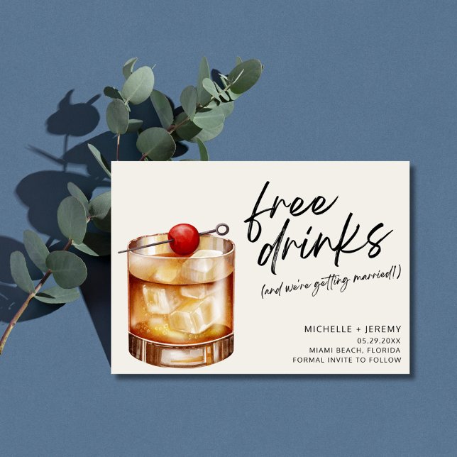 Save The Date Boissons gratuites Mariage amusant Sauvez la date  (Funny Free Drinks Photo Wedding Save the Date  Postcard)