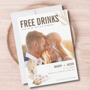 Save The Date Boissons gratuites Photo Boho Wedding Enregistrer 