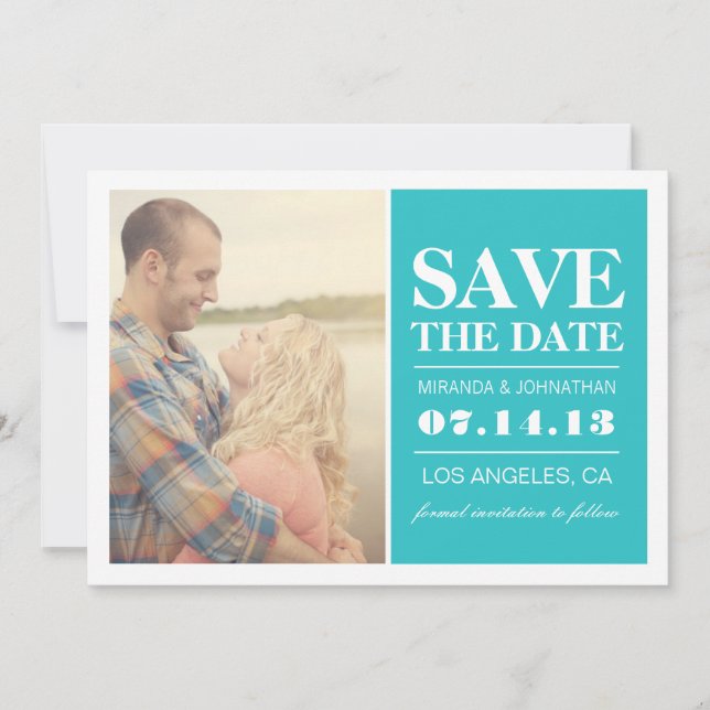 Save The Date Bold Blue Elegance Photo Enregistrer La Date Invit (Devant)