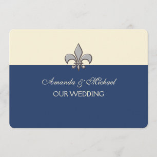Save The Date Bold Elegance Argent Fleur de Lis Enregistrer la d