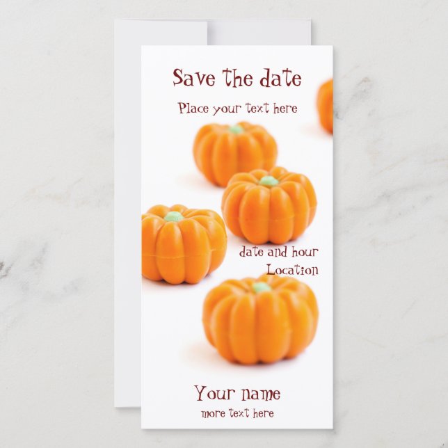 Save The Date Bonbons citrouilles d'Halloween (Devant)