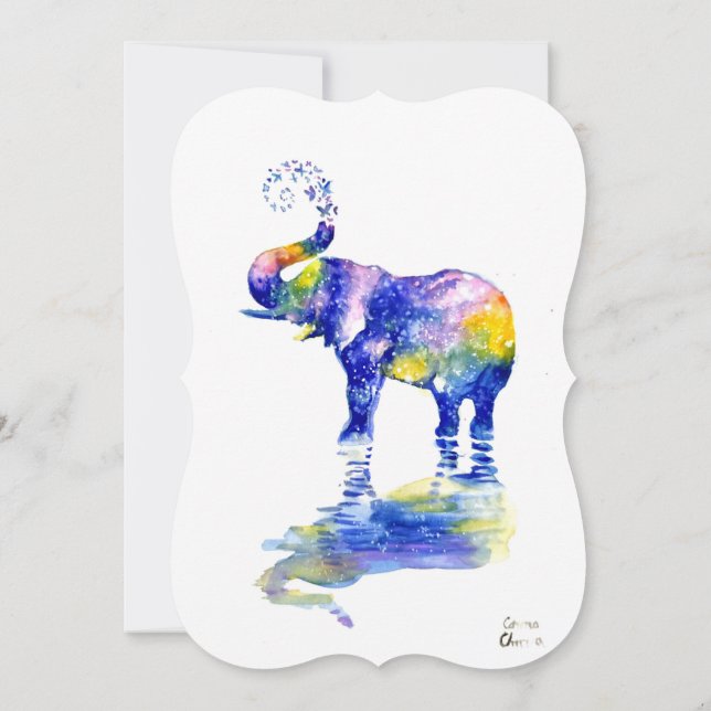 Save The Date Bonne aquarelle d'éléphant (Dos)