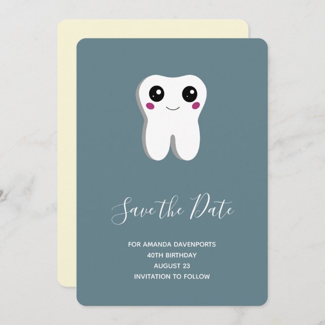 Save The Date Bonne dent dentaire souriante mignonne (Devant / Derrière)