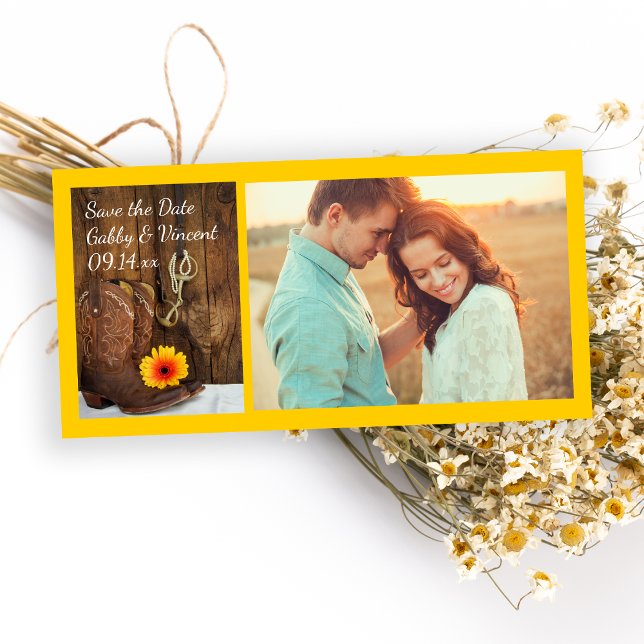 Save The Date Boots de cowboy Daisy Horse Bit Wedding Enregistre (Créateur téléchargé)