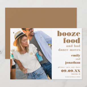 Save The Date Booze Alimentation Mauvaise Danse Déplace Photo Or