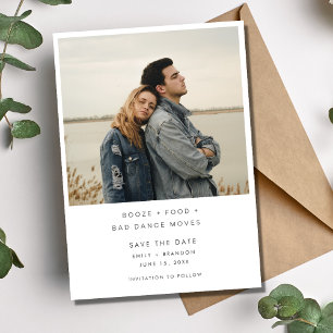 Save The Date Booze minimaliste nourriture mauvaise danse se dép