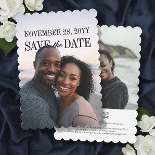 Save The Date Bordure Arrondie Moderne PhotoPop Texte Superposé