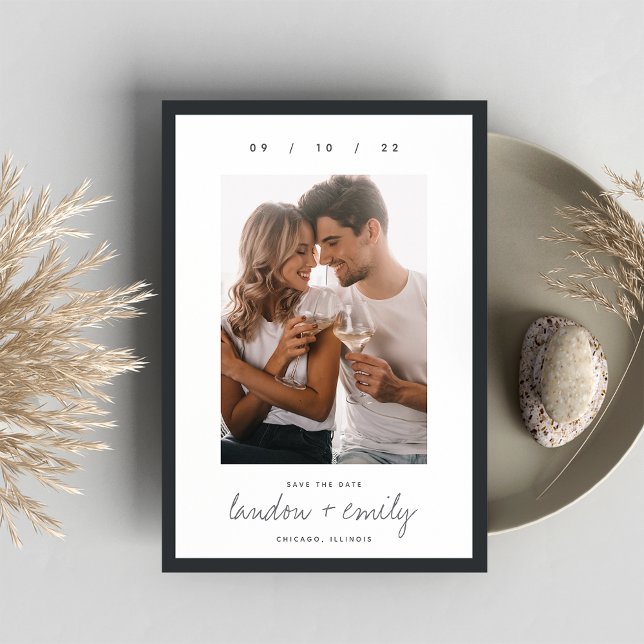 Save The Date Bordure classique | Photo verticale simple et élég (Créateur téléchargé)