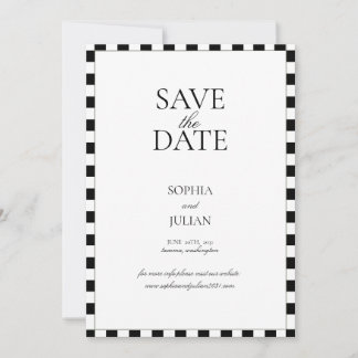 Save The Date Bordure damier noir et blanc moderne
