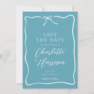 Save The Date Bordure de mariage en écriture fantaisiste bleue