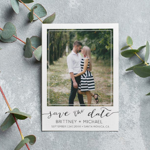 Save The Date Bordure de photo moderne blanche Enregistrer la da