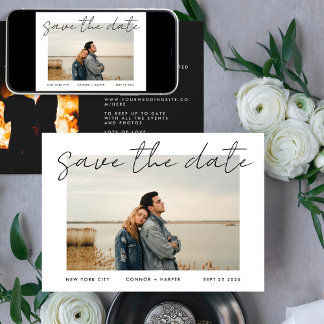 Save The Date Bordure de texte simple et moderne blanc multi-pho