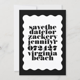 Save The Date Bordure en gras noir blanc noir QR Code photo