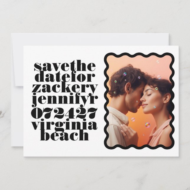 Save The Date Bordure en gras noir noir noir noir QR Code photo (Devant)