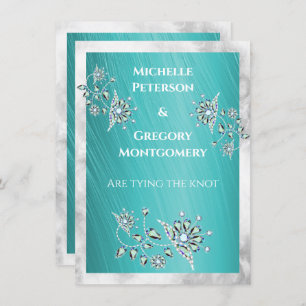 Save The Date Bordure en marbre turquoise en strass