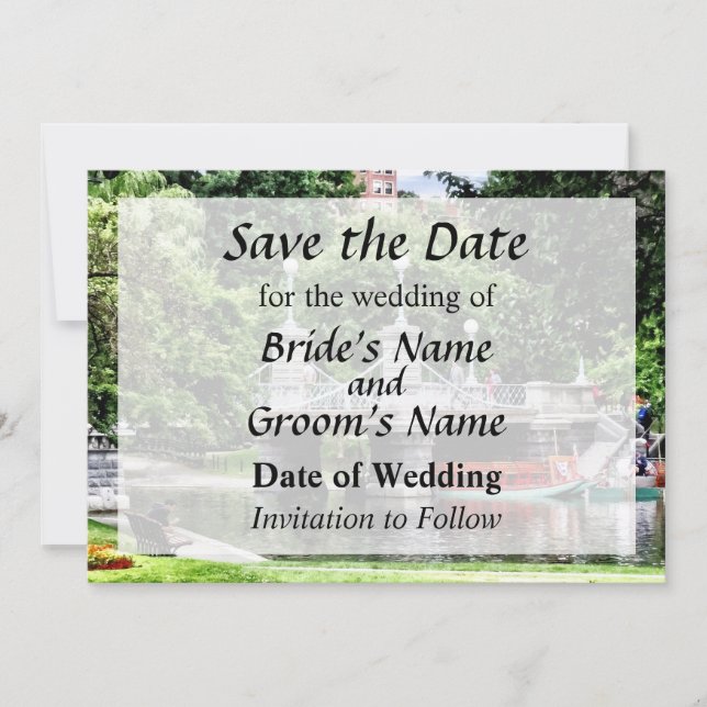 Save The Date Boston MA - Boston Public Garden Bridge (Devant)