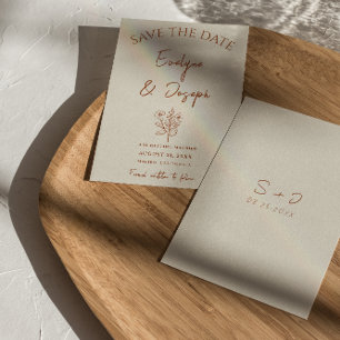 Save The Date Botanique Beige Floral Terracotta Boho Mariage