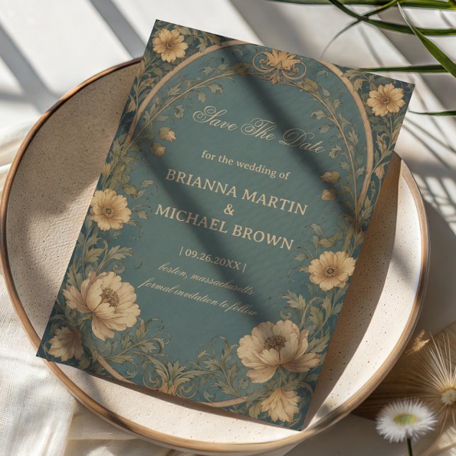 Save The Date Botanique Bleu Vintage (Créateur téléchargé)