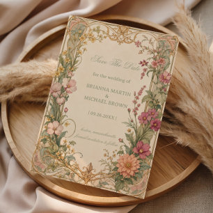 Save The Date Botanique de fleur sauvage vintage