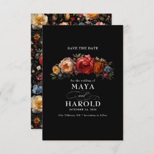 Save The Date Botanique Floral Moody Black Chic Mariage