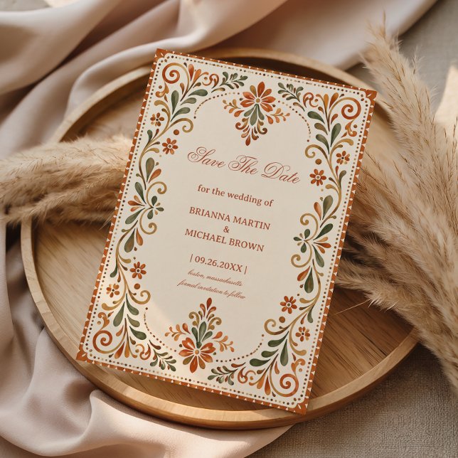 Save The Date Botanique Florale Romantique Mexicaine Rustique Fo (Créateur téléchargé)