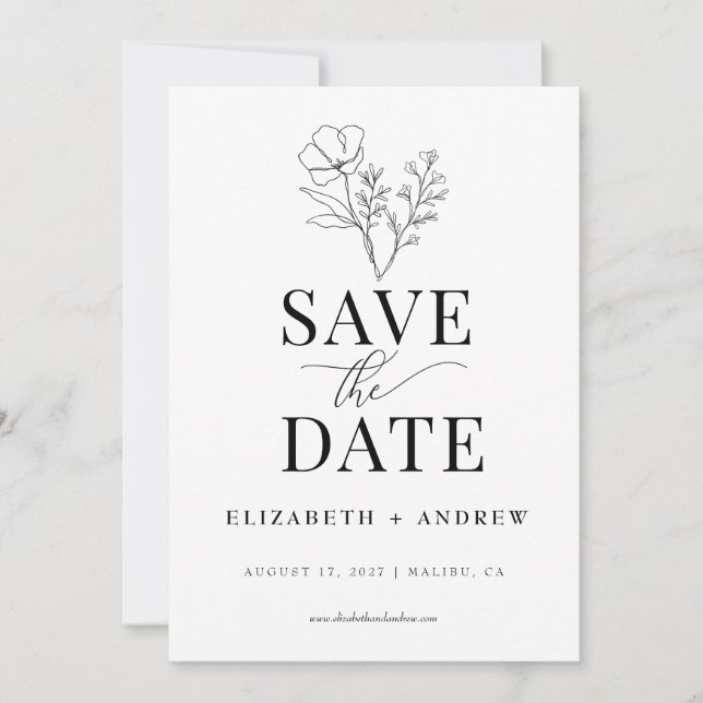 Save The Date Botanique minimale élégante | MARIAGE FLEUR SAUVAG (Devant)