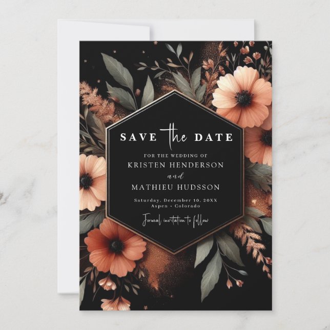 Save The Date Botanique simple Mariage en terre cuite (Devant)
