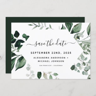 Save The Date Botanique Verdure Foliage Aquarelle Mariage Enregi