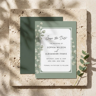 Save The Date Botanique Vert Sauge Minimaliste Moderne |