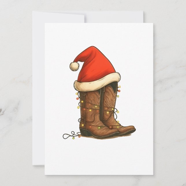 Save The Date Botte Cowboy Noël Occidental Santa Hat (Devant)