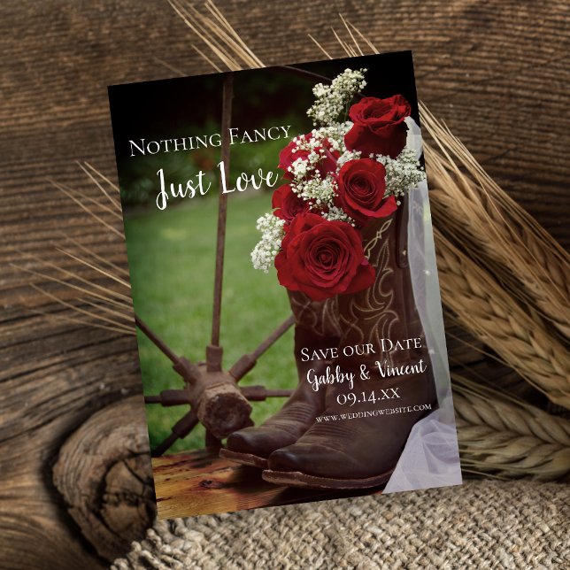 Save The Date Botte de cowboy Rose rustique Mariage occidental (Créateur téléchargé)