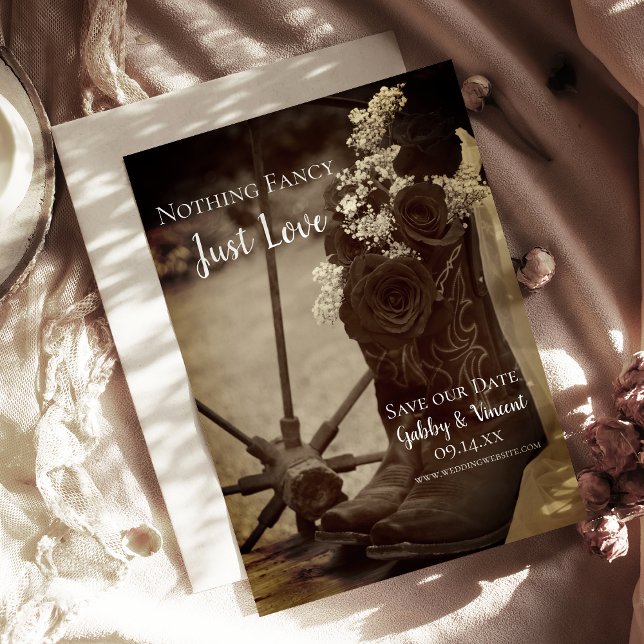 Save The Date Botte de cowboy Rose rustique Mariage occidental S (Créateur téléchargé)