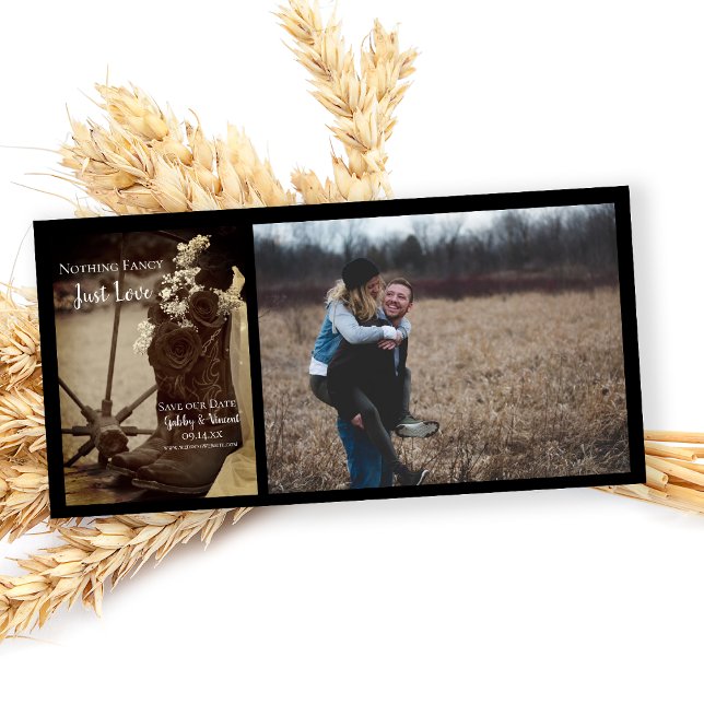 Save The Date Bottes de cowboy Rustic Roses Sepia Mariage (Créateur téléchargé)