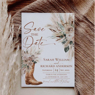 Save The Date Bottes de cowgirl rustiques occidentales boho Enre