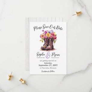 Save The Date Bottes Florales de ferme Mariage campagnard rustiq