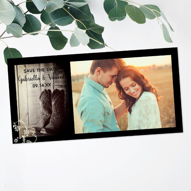 Save The Date Bottes rustiques Cowboy Floral Western Sauvez la d (Créateur téléchargé)