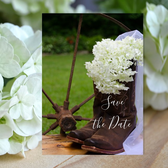Save The Date Bottes rustiques Hydrangea Cowboy Enregistrer la d (Créateur téléchargé)
