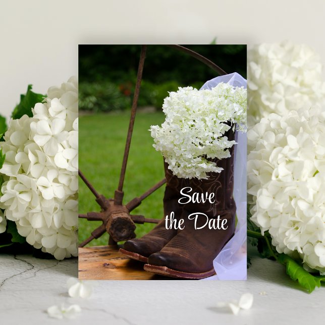 Save The Date Bottes rustiques Hydrangea et Cowboy Enregistrer l (Créateur téléchargé)