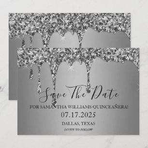 Save The Date Boucles de Parties scintillant luxe Silver Sparkle