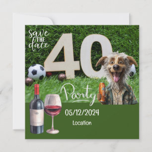 Save The Date Boule de football Sauvez la date 40e anniversaire