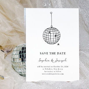 Save The Date Boule Disco Minimaliste Noir et Blanc   Photo