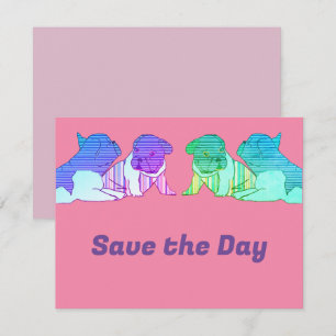 Save The Date Bouledogue français Comic Neon Bouledogue Français