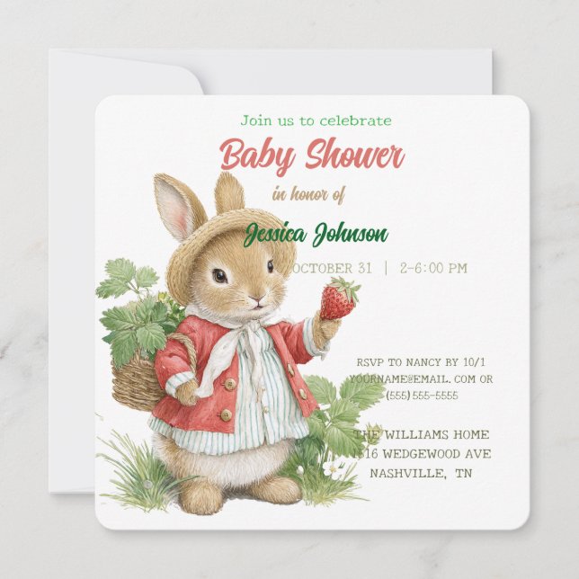 Save The Date Boulet d'aquarelle mignonne aux fraises (Devant)