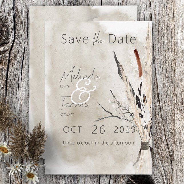 Save The Date Bouquet Bohème Rustique Mariage Moderne (Créateur téléchargé)